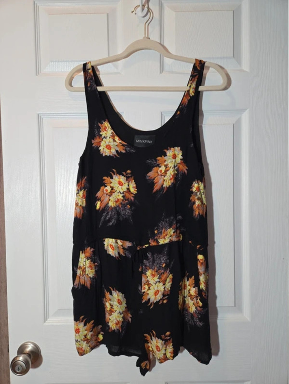 Mink Pink black floral romper size large